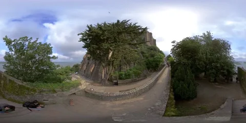 360VR Walking Logis Sainte-Catherine in Mont Saint Michel in Normany France Stock Footage 166835147