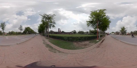 360VR Wat Phra Ram Temple in Ayutthaya Historical Park, Thailand Stock Footage 94343501