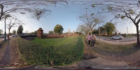 360VR Wat Phra Ram Temple in Ayutthaya Historical Park, Thailand Stock-Footage 94422764