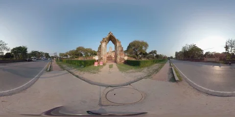 360VR Wat Phra Ram Temple in Ayutthaya Historical Park, Thailand Stock Footage 94422804