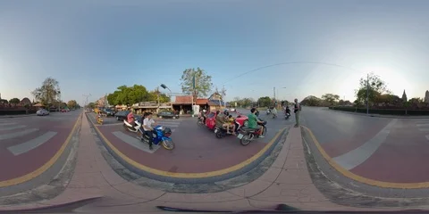 360VR Wat Phra Ram Temple in Ayutthaya Historical Park, Thailand Stock Footage 94423252
