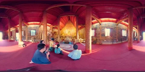 360VR Wat Phra Singh Temple, Chiang Mai Old City, Thailand Stock Footage 92040762