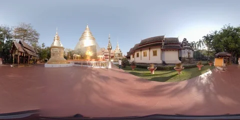 360VR Wat Phra Singh Temple, Chiang Mai Old City, Thailand Stock Footage 92290774