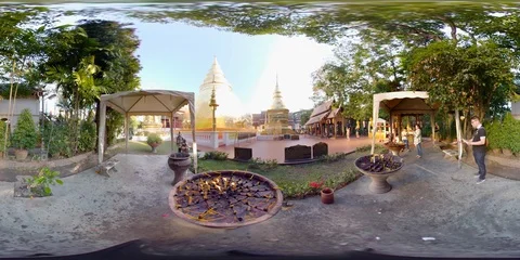 360VR Wat Phra Singh Temple, Chiang Mai Old City, Thailand Stock Footage 92291403