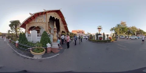 360VR Wat Phra Singh Temple, Chiang Mai Old City, Thailand Stock Footage 92296777