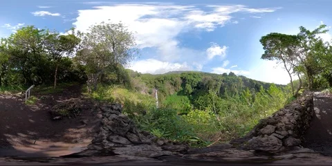 360VR WATERFALL IN THE JUNGLE Stock Footage 87804424
