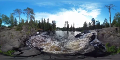 360/VR Waterfall in Karelia Stock Footage 69965177