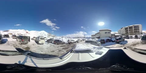 360VR winter resort from rooftop car Stock Footage 167616248
