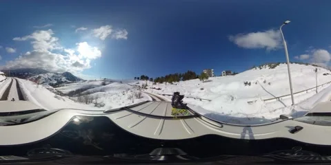 360VR winter road Stock Footage 168007635