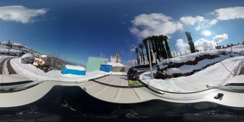 360VR winter road in the mountains Stock Footage 168007857