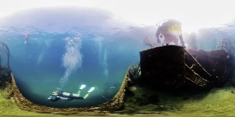 360VR Wreck Diving 2 Stock Footage 291664264