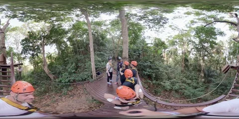 360VR Zipline In Rain Forest, Hanuman World, 21pt. Stock Footage 90052003