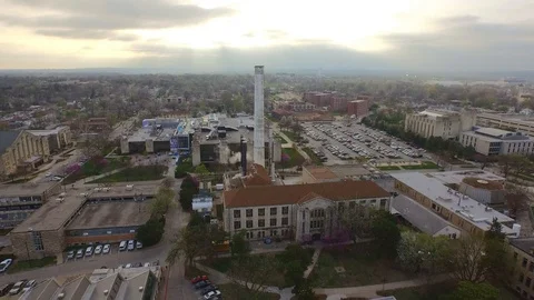 3.63 Central Manhattan Flying Forward to Smoke Stack 001721 Stock Footage 90258552