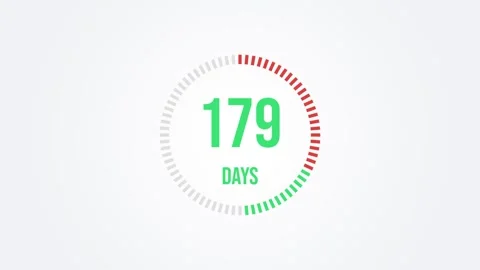 365 Days Counter Animated Progress Ring Color Countdown Stock Footage 346114897
