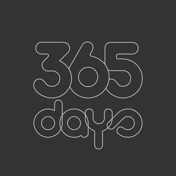 365 days lineart vector text art Stock Illustration