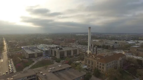 3.67 Central Manhattan Rotating Right Slowly Around Smoke Stack 001208 Stock Footage 90258625