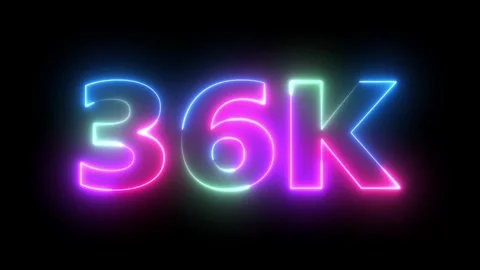 36K Subscribers Neon Sign Animation Dynamic Glow Text on Dark Background Li.. Vidéo 330418924