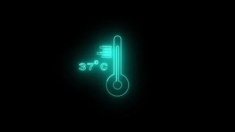 37 Degree C. Thermometer icon animation with Glow line. Stock Footage 286145241