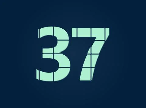 37 number, vector desing font.  Made of knife cut. For logo, brand label, des Stock Illustration
