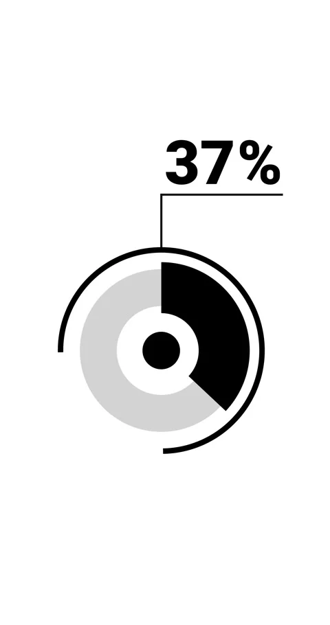 37 percent vertical donut chart. Circle round infographic, graphic animatio.. Stock Footage 285645211