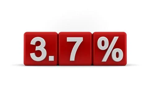 3.7 percent in white numbers on red cubes Stock Illustration