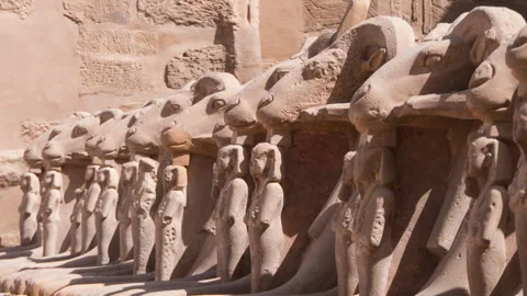 37 Ram-headed Sphinx Statues At Karnak Temple Complex In Luxor 스톡 동영상 345725187