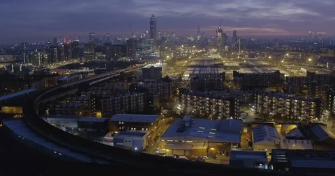 37 A tracking shot over New Covent Garden market at sunrise Stock Footage 111788079