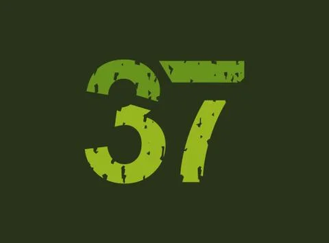 37 vector number made of grungy, grunge texture. Rubber stamp imprint style.  Illustrazione stock