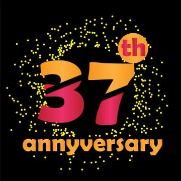 37 Year Anniversary Vector Template Design Illustration - Vector Stock Illustration