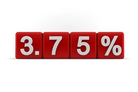 3.75 percent in white numbers on red cubes Stock Illustration