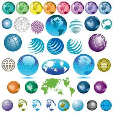 38 Globes Stock Illustration
