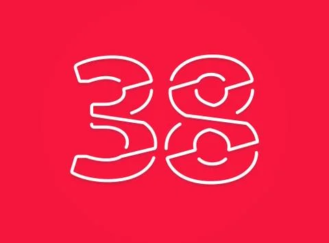 38 number. Modern trendy, creative style design. For logo, brand label, desig Stock Illustration