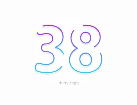 38 number, outline stroke gradient font. Trendy, dynamic creative style desig Stock Illustration