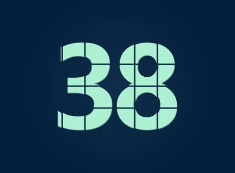 38 number, vector desing font.  Made of knife cut. For logo, brand label, des Stock Illustration