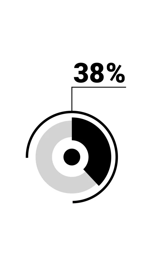 38 percent vertical donut chart. Circle round infographic, graphic animatio.. Stock Footage 285645213