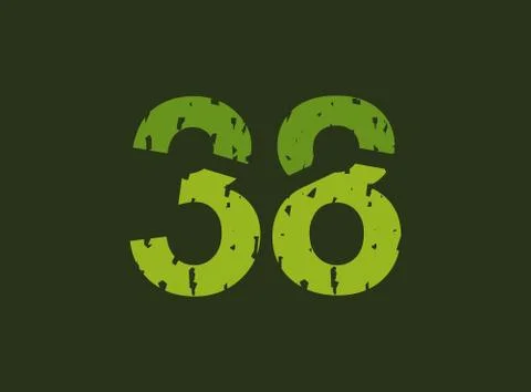38 vector number made of grungy, grunge texture. Rubber stamp imprint style.  Stock Illustration