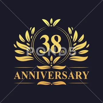 38th Anniversary Design, luxurious golden color 38 years Anniversary ...