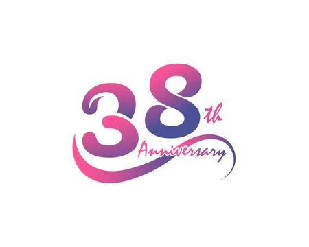 38th anniversary logo design, vector illustration Ilustración de archivo