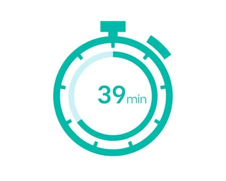 39 minutes timer icon, 39 min digital timer. Clock and watch, timer, countdow Stock Illustration