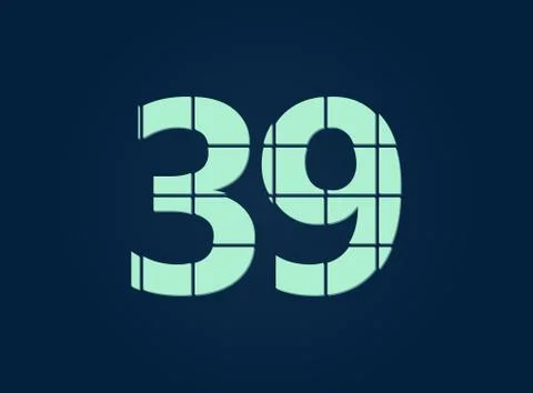 39 number, vector desing font.  Made of knife cut. For logo, brand label, des Stock Illustration