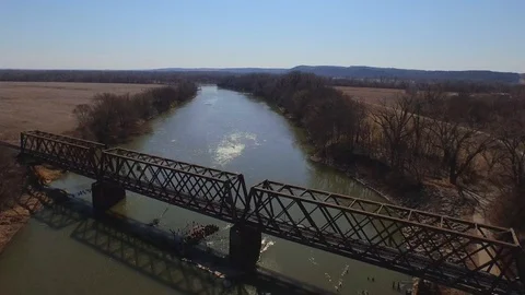 3.93 4K Tilt down Over Railway Bridge 001012 Stock Footage 90258885