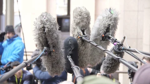 3955 Press mics in Brussels Video stock 37377595