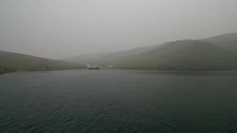 3_Strait of Olkhon Gate and ferry crossing. Lake Baikal. 動画素材 161706898