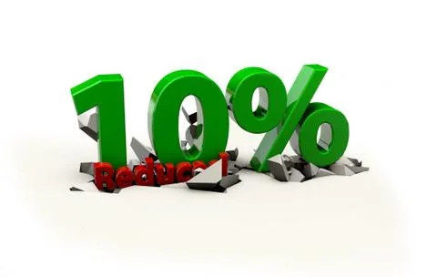 3d 10 Precent down on a white background Stock Illustration