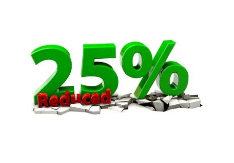 3d 10 Precent down on a white background Stock Illustration