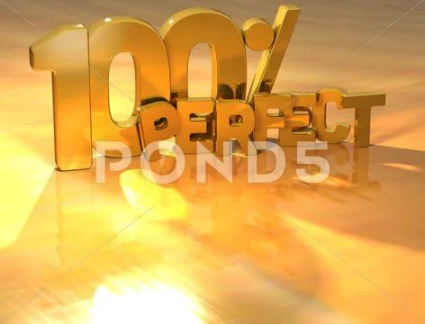 3d 100 percent perfect gold text Stock Illustration