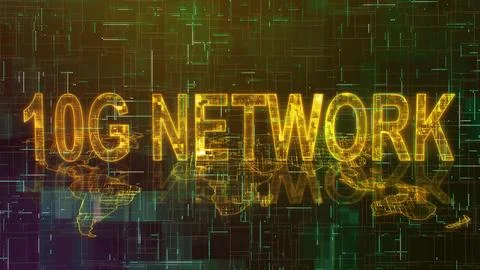 3d 10G network text technology earth map data line Illustrazione stock