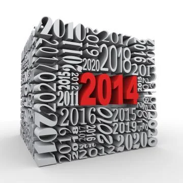 3d 2014 new year cube Stock Illustration