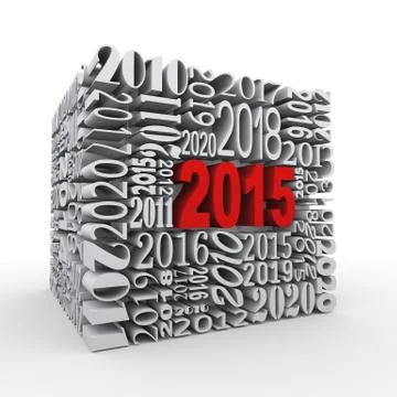 3d 2015 new year cube Stock Illustration