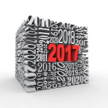 3d 2017 new year cube Stock Illustration